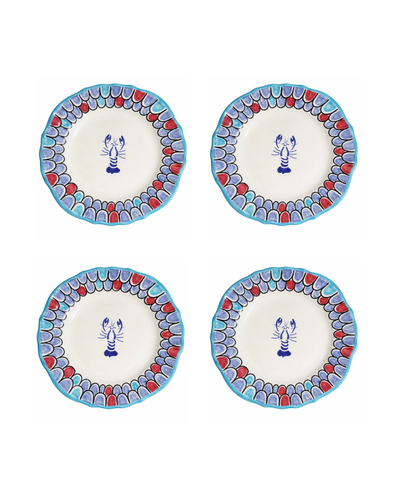 Set de 4 assiettes à dîner - Écailles Marines