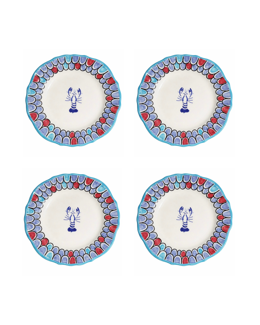 Set de 4 assiettes à dîner - Écailles Marines
