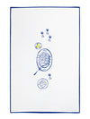 Nappe en 100% coton blanche et bleue motif La Gambas en version rectangulaire faite en France style méditerranéen