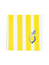 Serviettes en coton rayées jaunes motif citron faites en France par lot de 2 design méditerranéen pour table d'été.