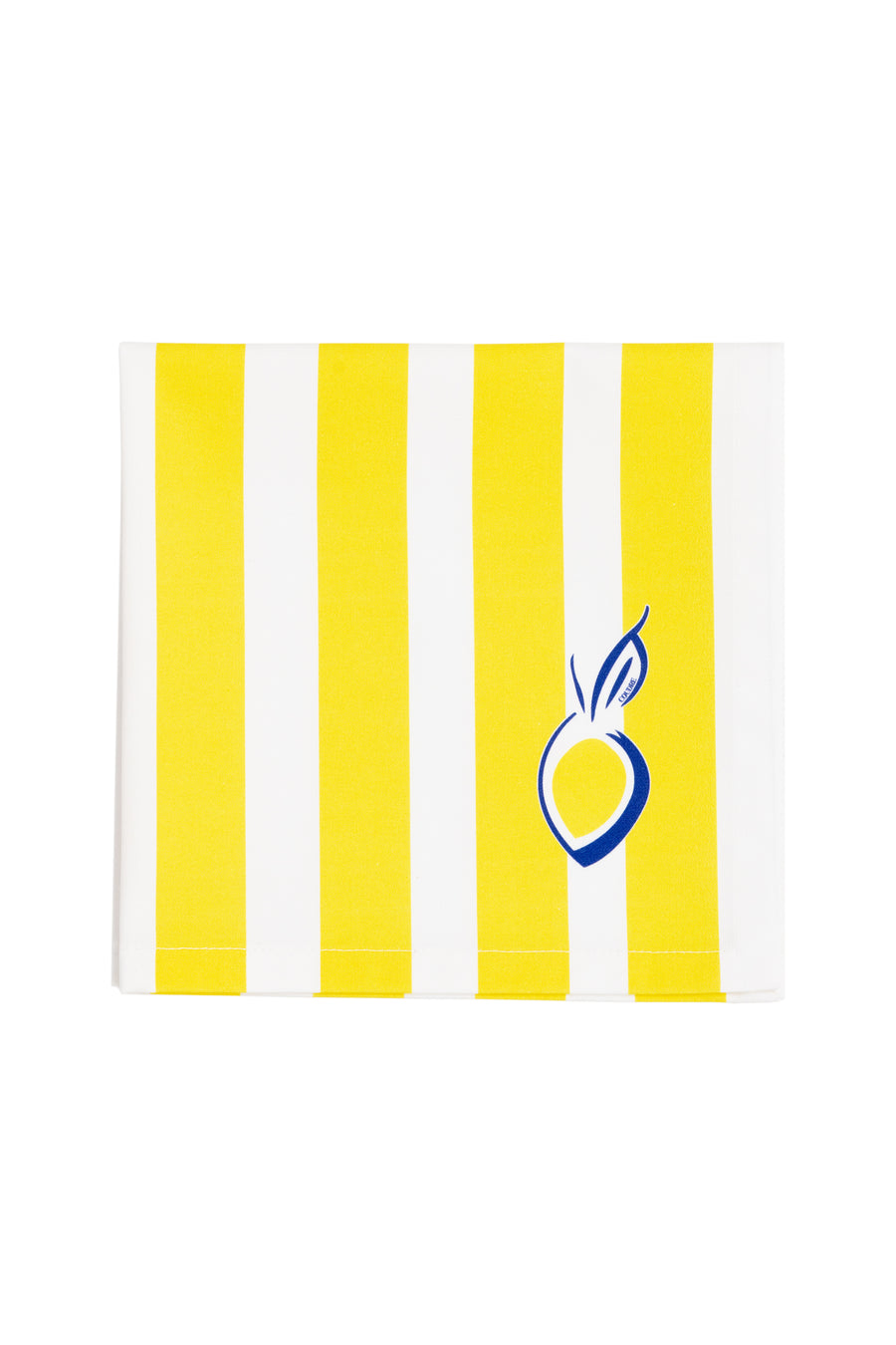 Serviettes en coton rayées jaunes motif citron faites en France par lot de 2 design méditerranéen pour table d'été.