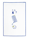 Nappe en 100% coton blanche et bleue motif La Sardine en version rectangulaire faite en France style méditerranéen