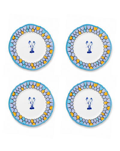 Set de 4 assiettes à dîner - 'Écailles Marines"