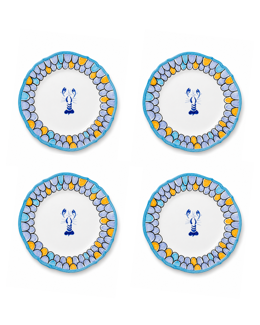 Set de 4 assiettes à dîner - 'Écailles Marines"