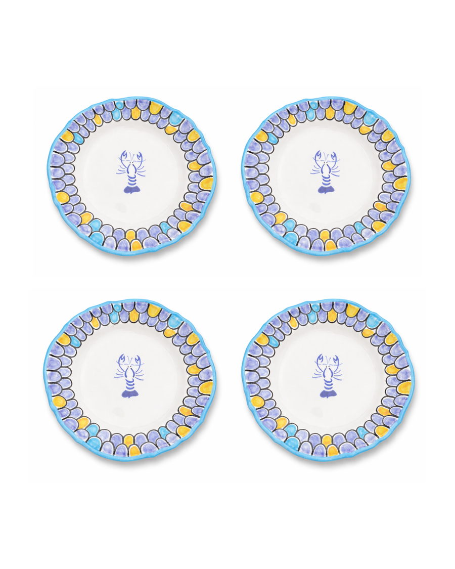 Set de 4 assiettes à dîner - 'Écailles Marines"